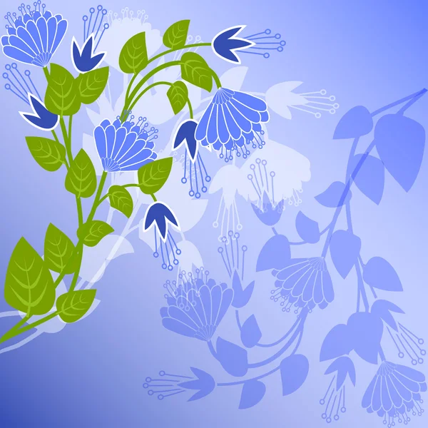 Flores púrpuras sobre fondo lila — Vector de stock