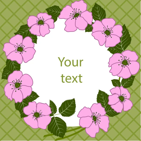 Στεφάνι με ροζ λουλούδια — Διανυσματικό Αρχείο