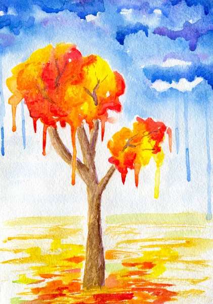 Herfst aquarel abstractie-1 — Stockfoto