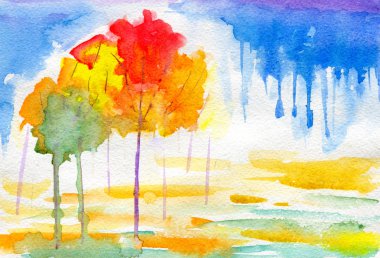 Sonbahar suluboya soyutlama-2