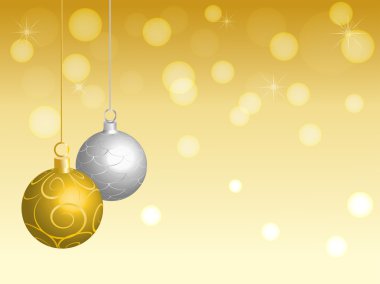 altın arka plan üzerinde Noel topları