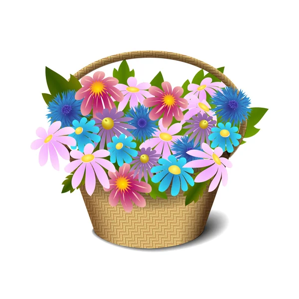 Panier avec fleurs — Image vectorielle