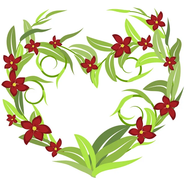 Ornamento hojas con flores — Vector de stock