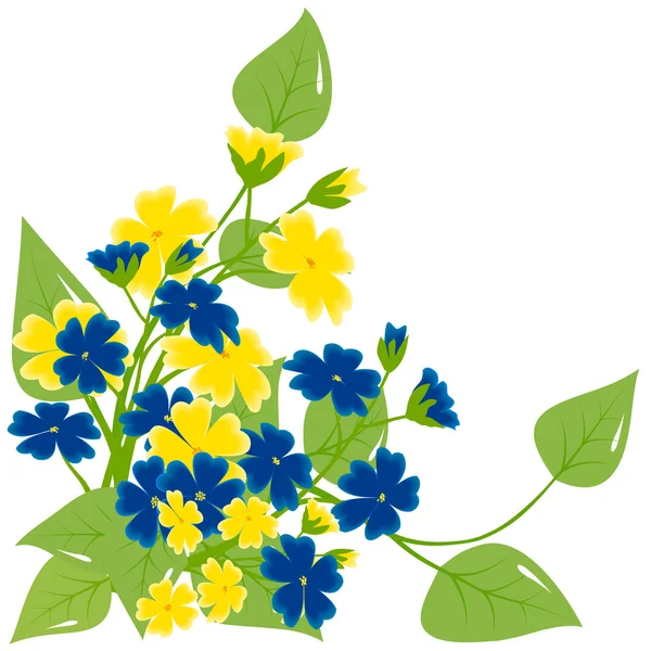 부케 노란색과 파란색 꽃 — 스톡 벡터