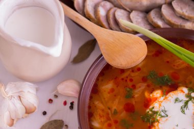 Ukrayna Ulusal çanak sebze çorbası - borsch