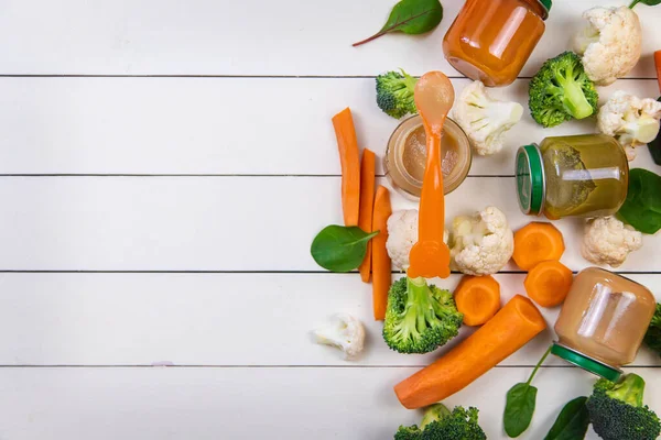 baby food on a white background. Selective focus