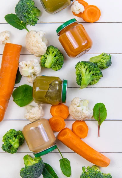 baby food on a white background. Selective focus