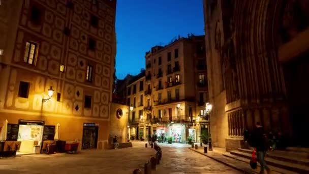 Barcelona Spanya Şubat 2021 Barselona Eski Kenti Gece Covid Salgını — Stok video