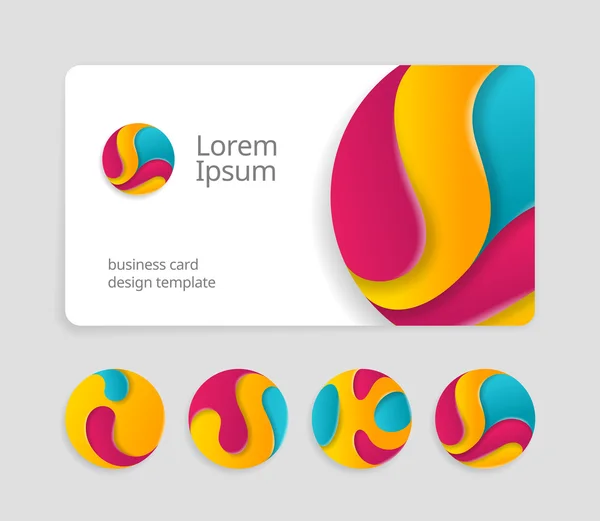 Templat kartu bisnis dengan logotype bulat - Stok Vektor