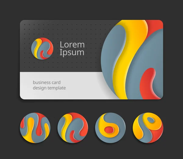 Templat kartu bisnis dengan logotype bulat - Stok Vektor