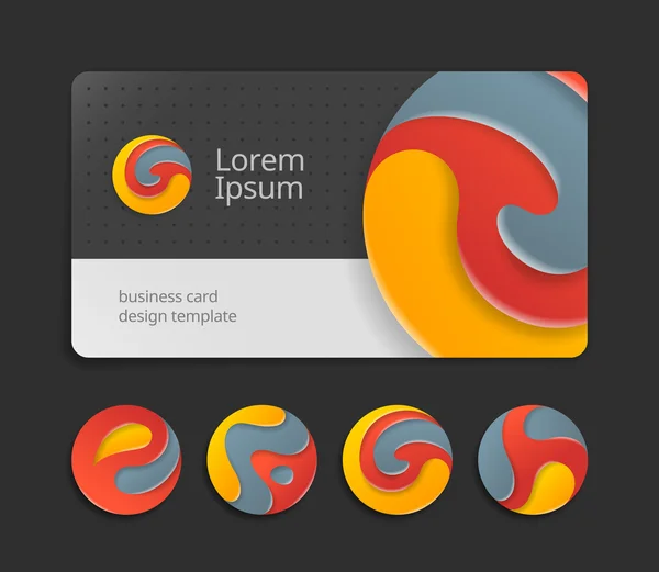 Business card template with round logotype — Stock vektor