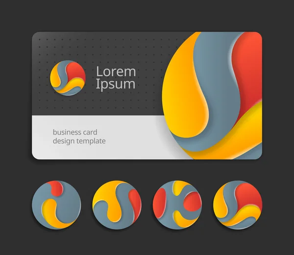 Business card template with round logotype — Stock vektor