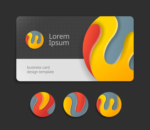 Business card template with round logotype — Stock vektor