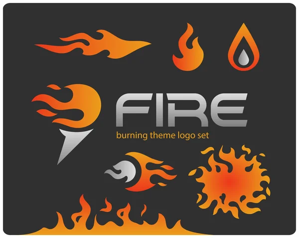 Ensemble de logotypes de feu brûlant — Image vectorielle