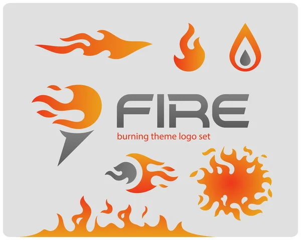 Set di logotipi di incendio in fiamme — Vettoriale Stock