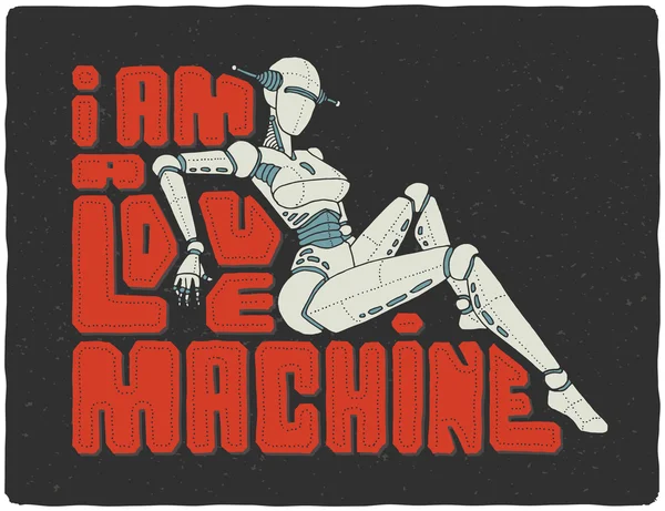 Robot cyborg femminile con slogan di testo — Vettoriale Stock