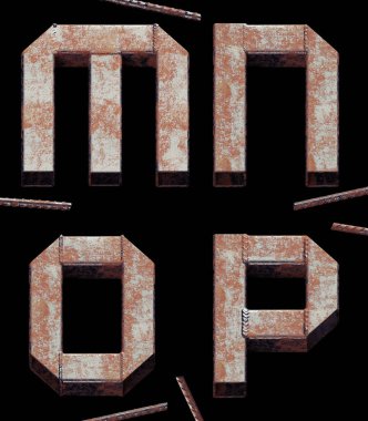 Eski paslı yüzeye sahip kabaca kaynaklanmış yazı tipinin 3d görüntüsü