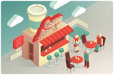 Büyük kahve fincanı ile Cafe