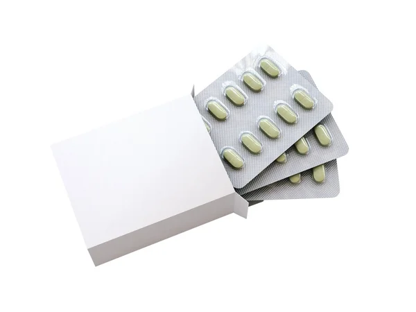 Open box with pills — Stock Photo, Image