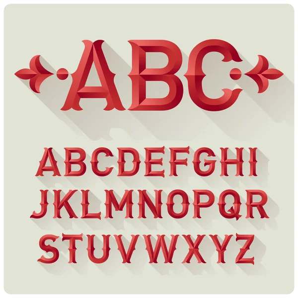 Ретро стиль червоний шрифт набір — стоковий вектор