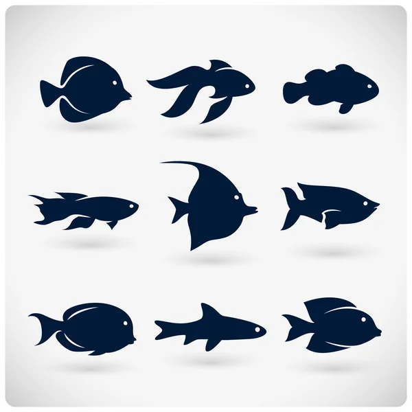 Silueta de pescado plano — Vector de stock