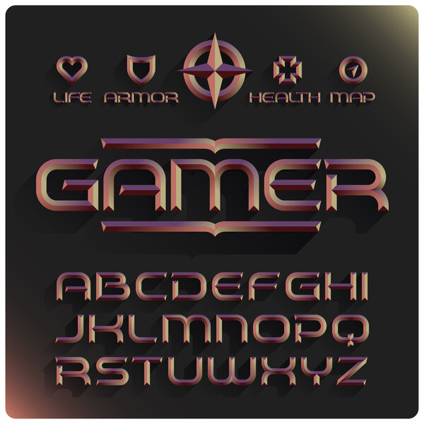 Metallic volume beveled font