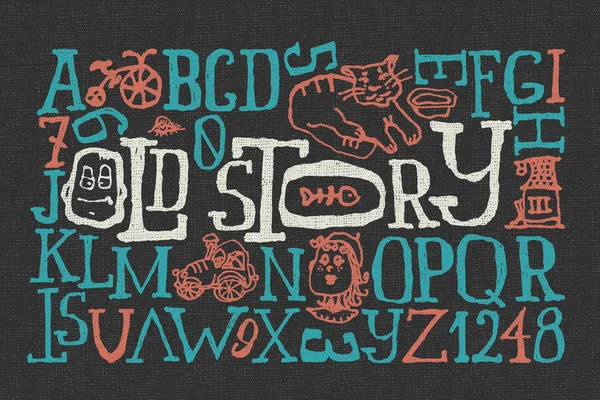 "Stara historia "Handmade Font — Wektor stockowy