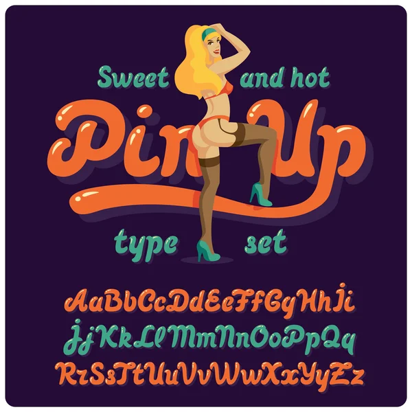 Pin-up style letters alphabet — Stock Vector