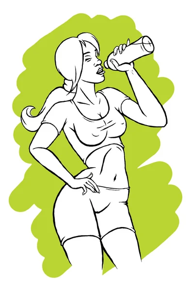 Mädchen trinken Wasser — Stockvektor