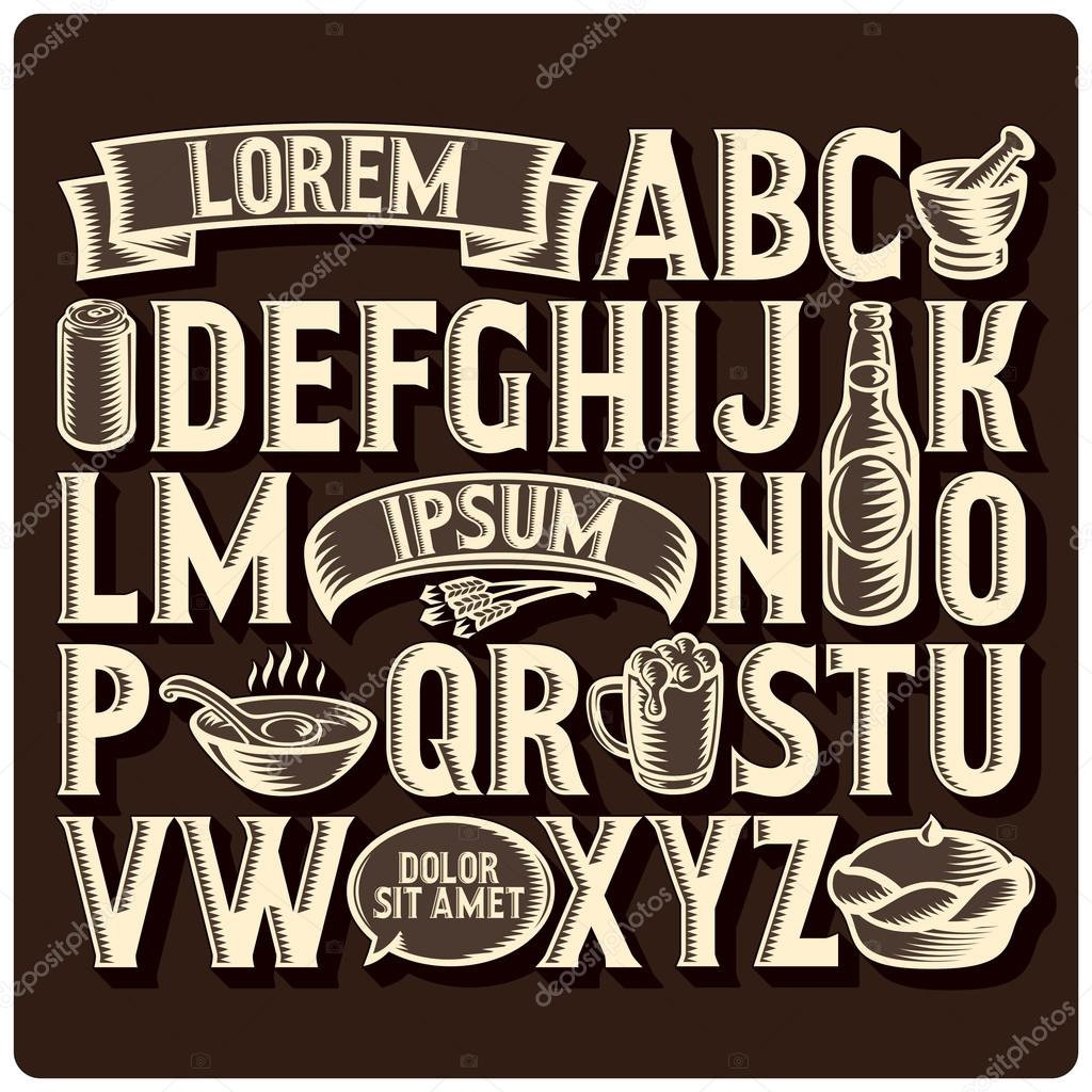 Download Set of vintage font — Stock Vector © Gleb_Guralnyk #69606345