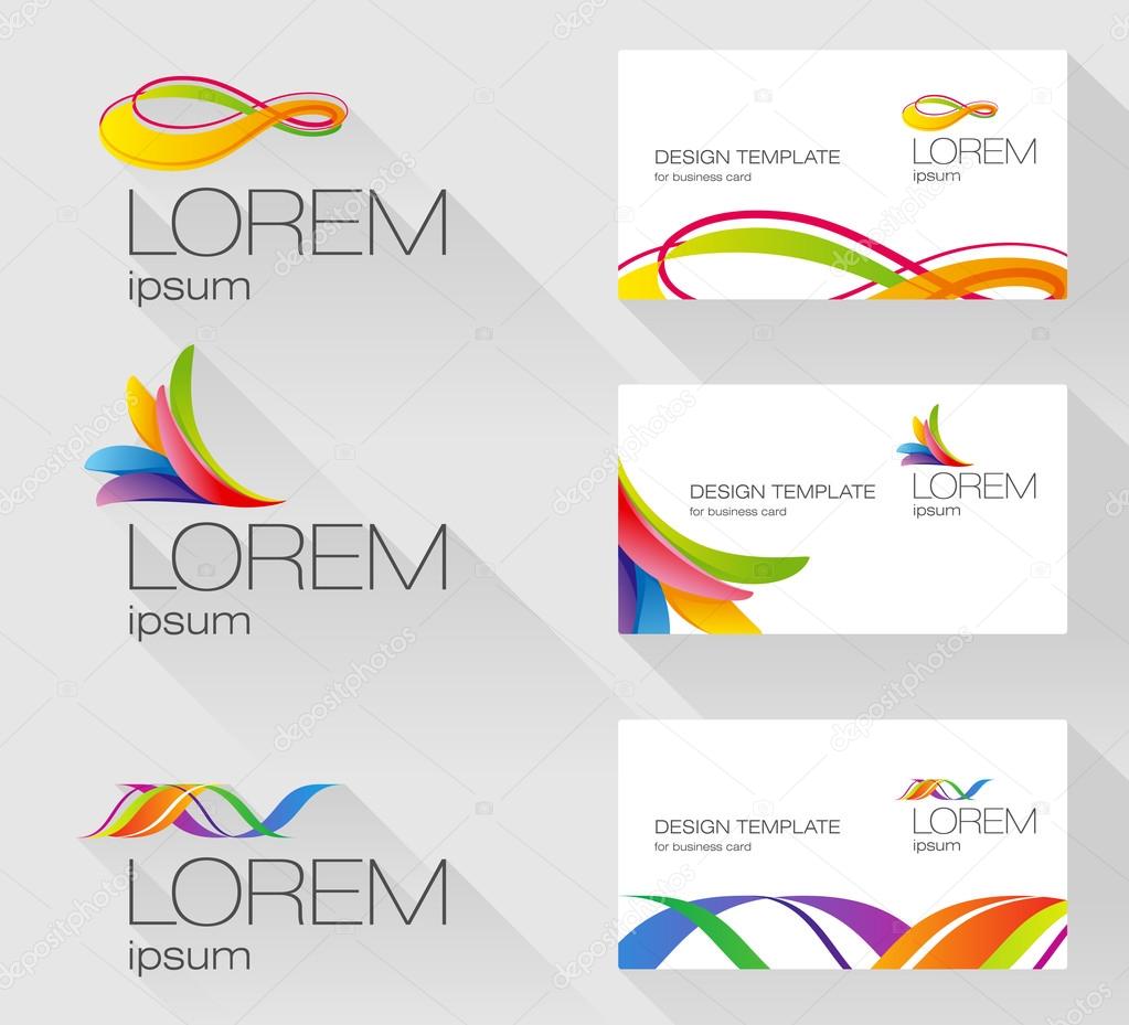 Set of logo design elements with business card template