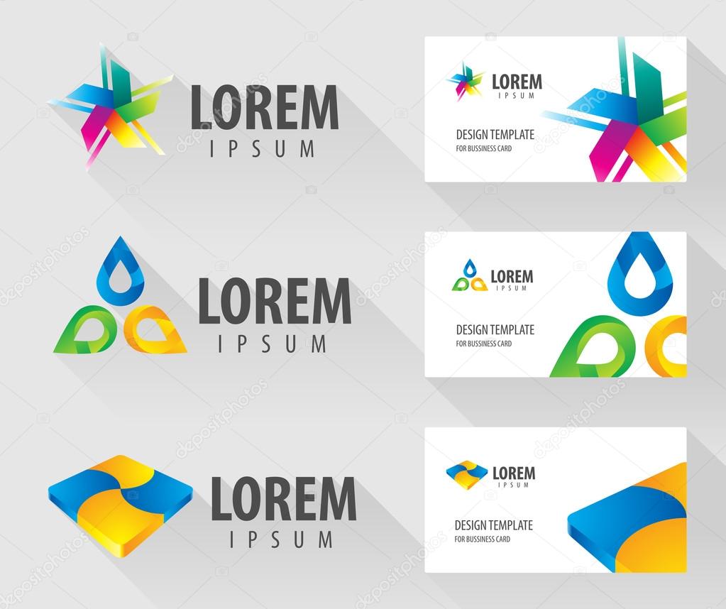Set of logo design elements with business card template
