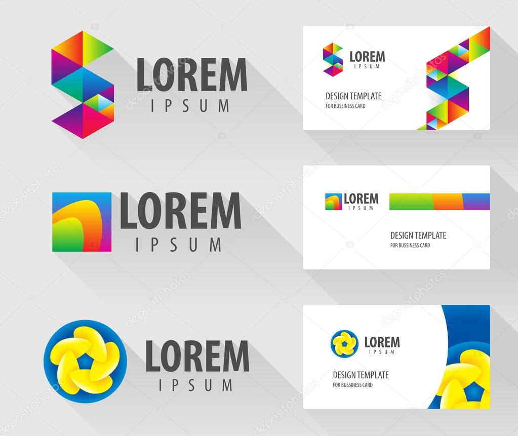 Set of logo design elements with business card template