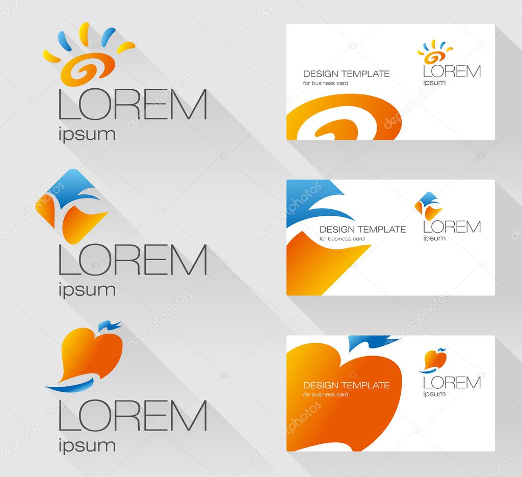 Set of logo design elements with business card template