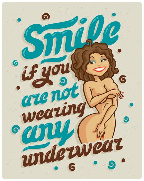 Poster met verlegen sexy meisje — Stockvector