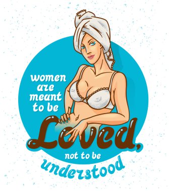 Pin-up poster with pretty girl clipart