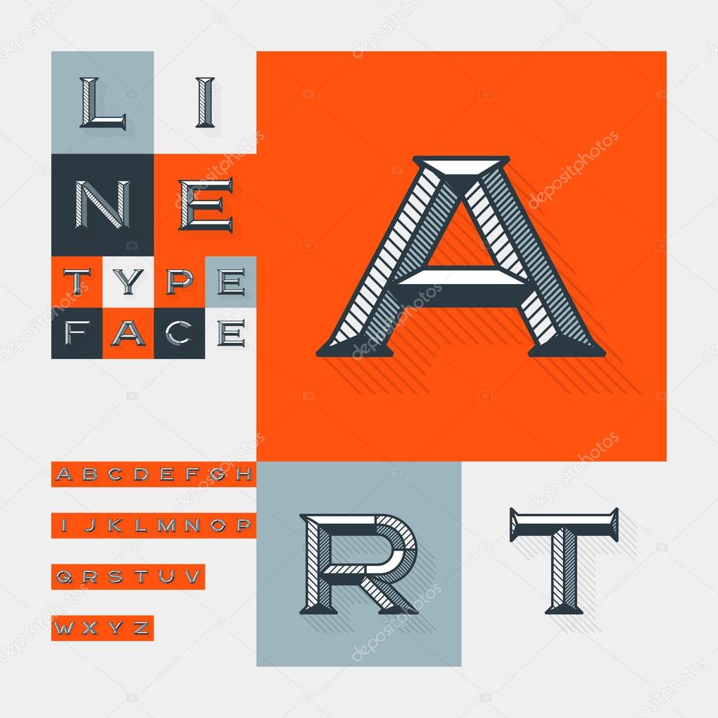 Diagonal lines beveled vintage font