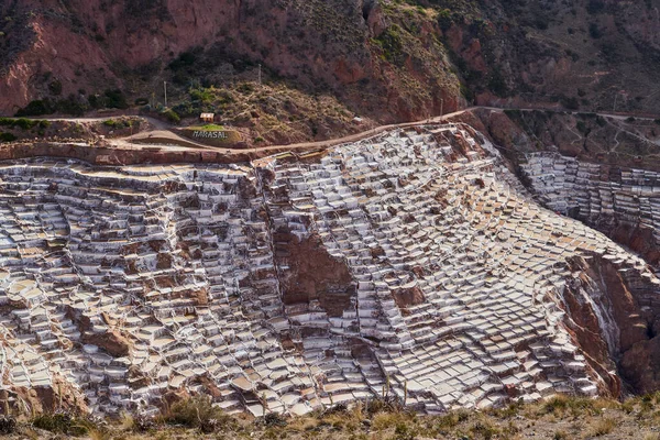 Maras Sós Tavai Inkák Szent Völgyében Urubamba Közelében Egy Népszerű — Stock Fotó