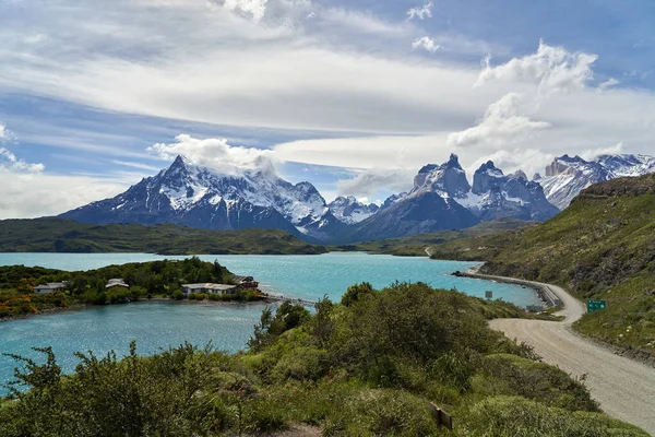 Cuernos Cuernos Torres Del Paine Cubiertos Nieve Parque Nacional Torres — Foto de Stock