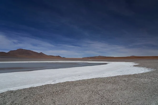 Laguna Blanca Lago Salato Nell Altipiano Della Bolivia Piedi Del — Foto Stock