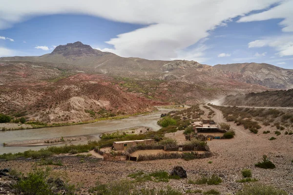 Magányos Estancia Farm Kopár Száraz Táj Vidék Patagónia Argentínában Mentén — Stock Fotó
