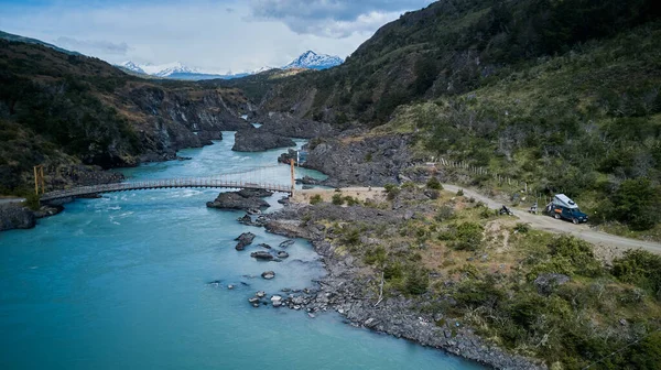 Antenne Von Rio Baker Mit Wildwasserschnellen Und Türkisfarbenem Fluss Entlang — Stockfoto