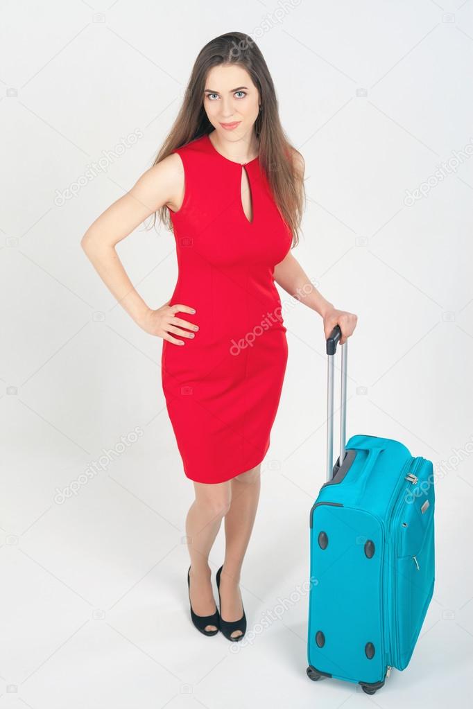 Woman carries your luggage at the airport terminal