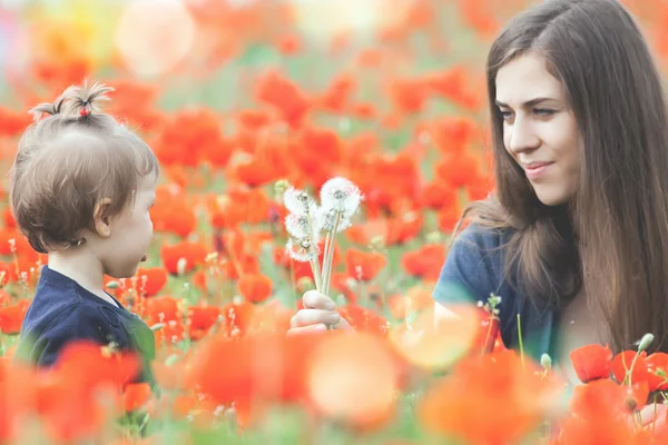 Funny child holding a balloon outdoor at poppy field