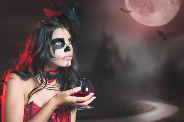 Festa de Halloween 2016! Fantasias de Halloween e maquiagem — Fotografia de Stock