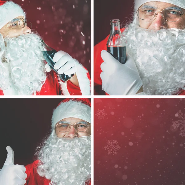 Santa Claus gospodarstwa świeżych napojów Cola, Święto Bożego Narodzenia — Zdjęcie stockowe