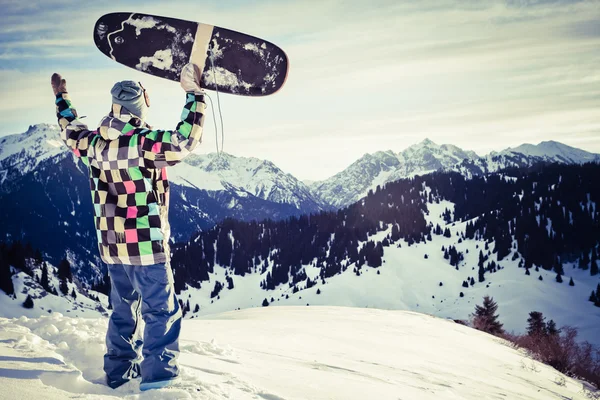 Snowboard in swiss mountain — Stock Photo, Image