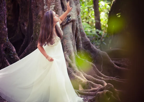 Bride in fairy forest — Stock Photo, Image