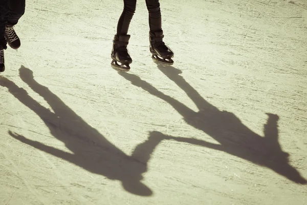 Shadow background of group of people on the ice — Stock Photo, Image