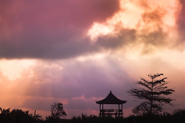 Albero e gazebo religioso contro il cielo — Foto Stock